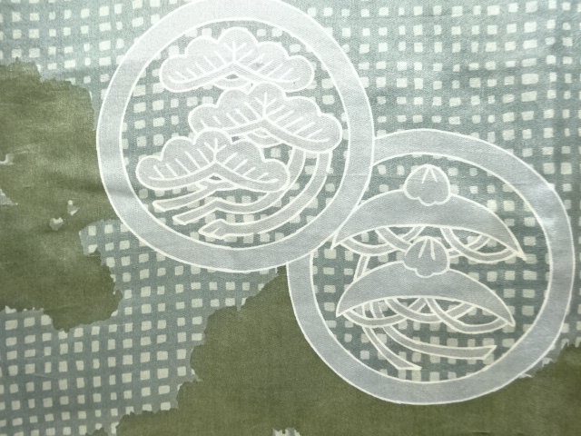 アンティーク　家紋模様男物長襦袢